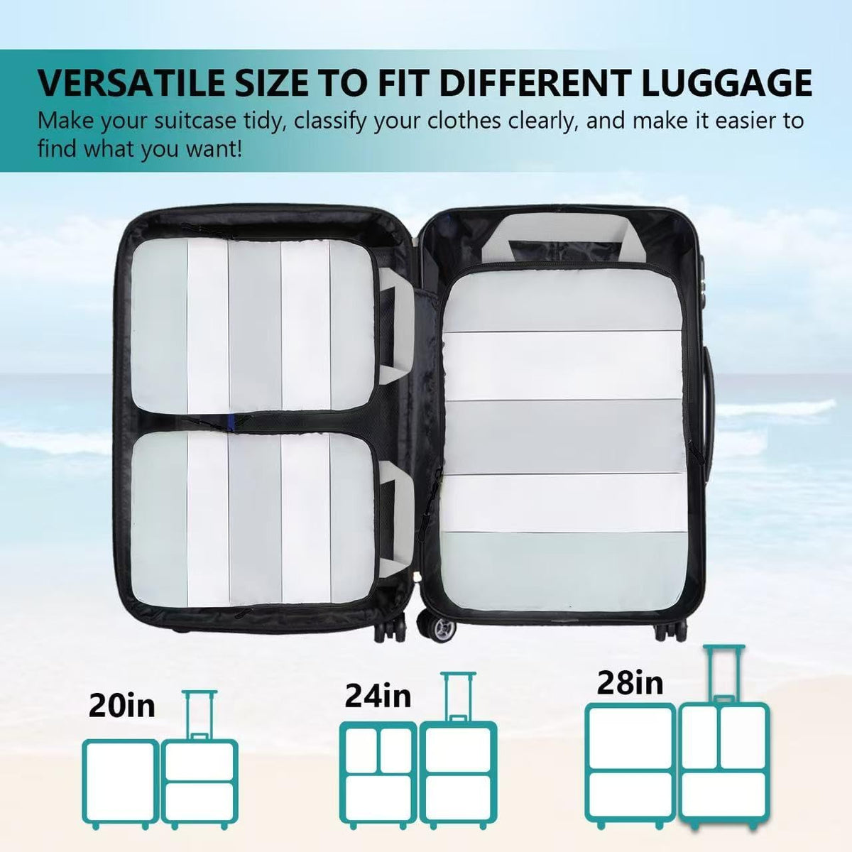 Compression Packing Cubes for Travel Organizer Boxes, Compressible Luggage Cubes Essential Travel Accessories