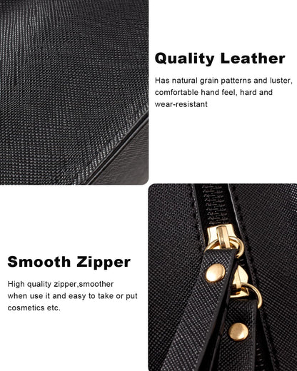 2 Pcs Travel Clear Makeup Bag Set, Clear White Makeup Organizer with Zipper Leather Travel Bags for Toiletries Small Cosmetic Bags for Women Mini Make up Pouch Toiletry Bags Car Essentials