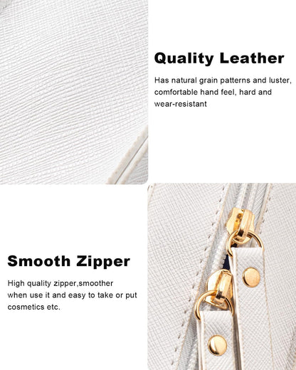 2 Pcs Travel Clear Makeup Bag Set, Clear White Makeup Organizer with Zipper Leather Travel Bags for Toiletries Small Cosmetic Bags for Women Mini Make up Pouch Toiletry Bags Car Essentials