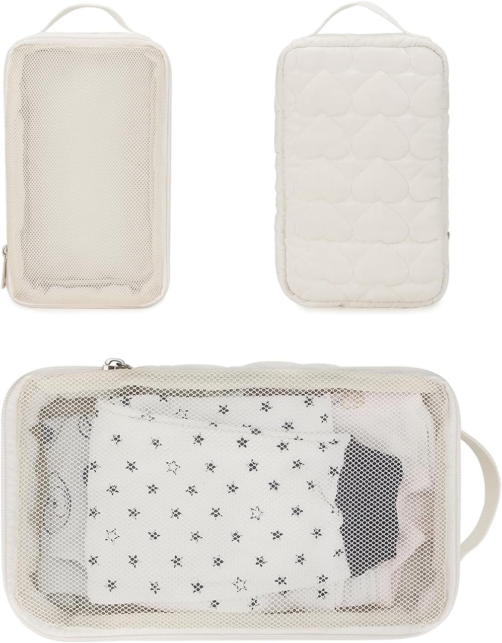 Baby Diaper Bag Organizer Pouches - 2 Pack Waterproof Pod Hanging Diaper Bag Mesh Bag Reusable, Washable or Baby Cloth Diapers (White)