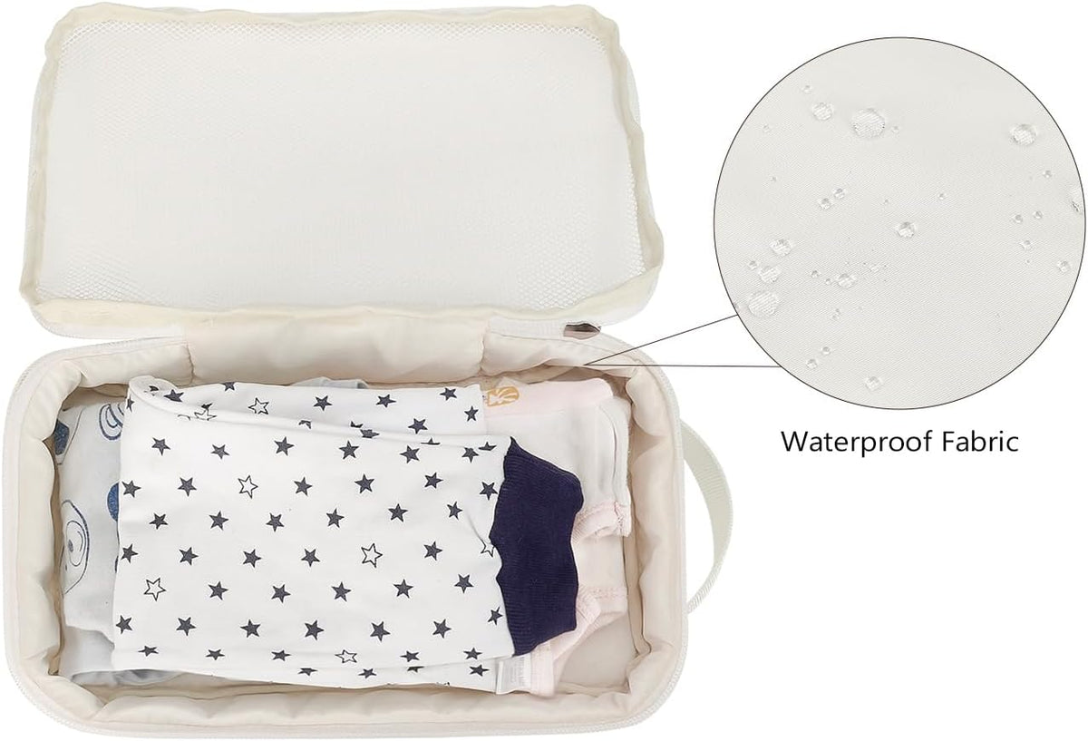 Baby Diaper Bag Organizer Pouches - 2 Pack Waterproof Pod Hanging Diaper Bag Mesh Bag Reusable, Washable or Baby Cloth Diapers (White)