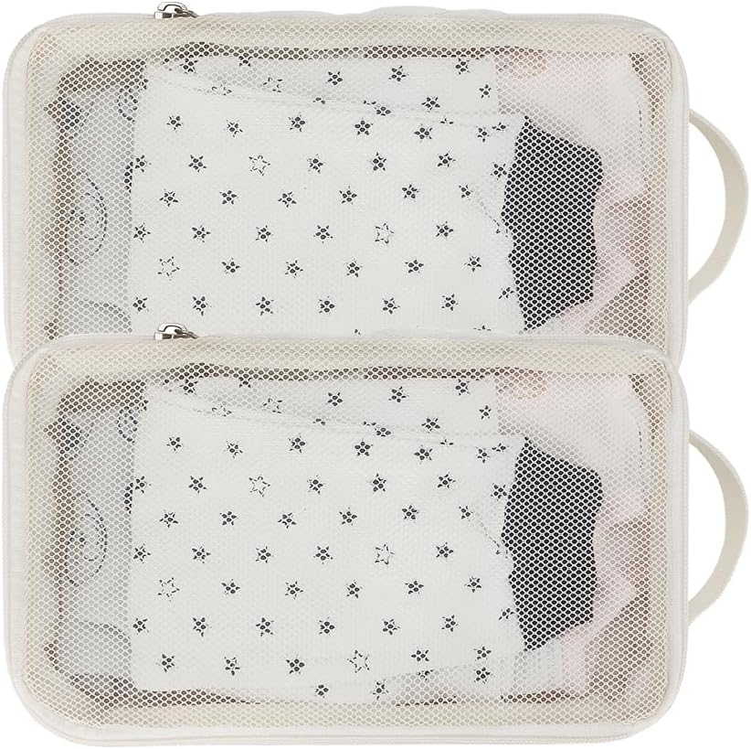 Baby Diaper Bag Organizer Pouches - 2 Pack Waterproof Pod Hanging Diaper Bag Mesh Bag Reusable, Washable or Baby Cloth Diapers (White)