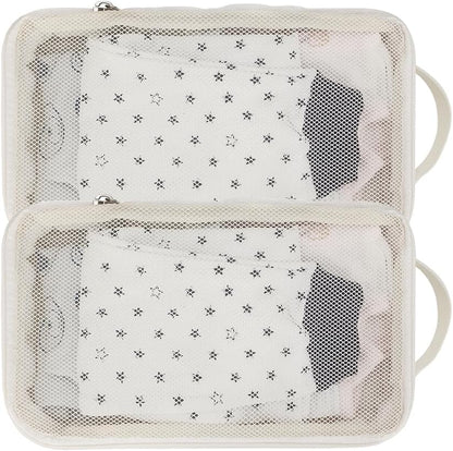 Baby Diaper Bag Organizer Pouches - 2 Pack Waterproof Pod Hanging Diaper Bag Mesh Bag Reusable, Washable or Baby Cloth Diapers (White)