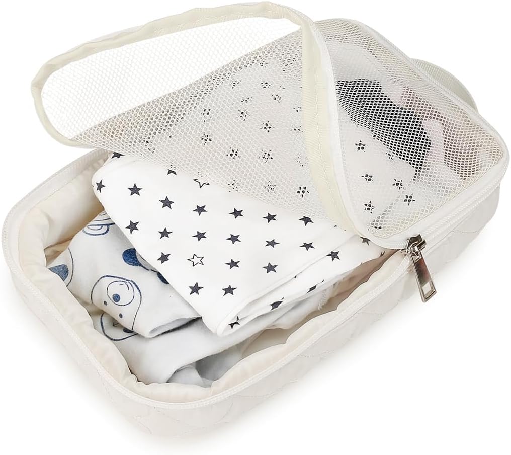 Baby Diaper Bag Organizer Pouches - 2 Pack Waterproof Pod Hanging Diaper Bag Mesh Bag Reusable, Washable or Baby Cloth Diapers (White)