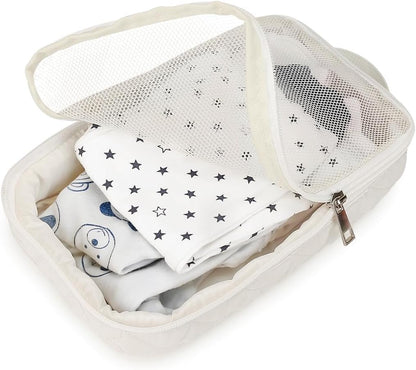 Baby Diaper Bag Organizer Pouches - 2 Pack Waterproof Pod Hanging Diaper Bag Mesh Bag Reusable, Washable or Baby Cloth Diapers (White)