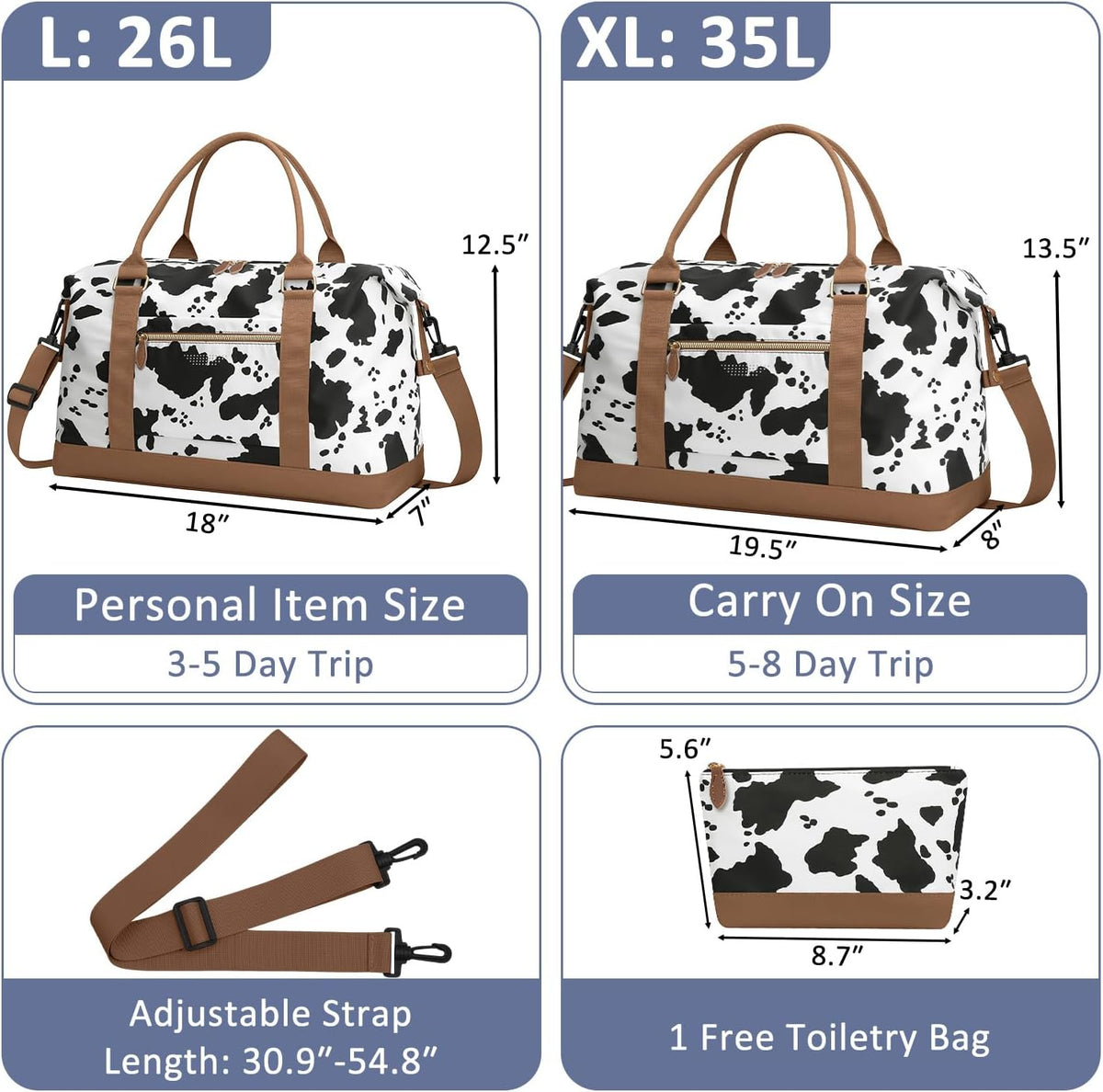 Travel Duffle Bag for Women, Weekender Bags, Hospital Bag for Labor Delivery, Lightweight Tote Duffel Overnight Bag with Luggage Sleeve, Airplane Travel Bags with Toiletry Bag,X-Large,Black