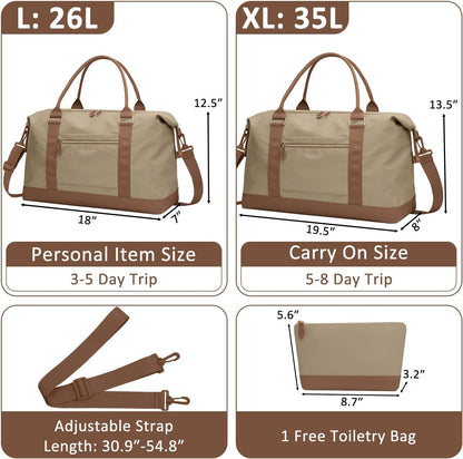 Travel Duffle Bag for Women, Weekender Bags, Hospital Bag for Labor Delivery, Lightweight Tote Duffel Overnight Bag with Luggage Sleeve, Airplane Travel Bags with Toiletry Bag,X-Large,Black