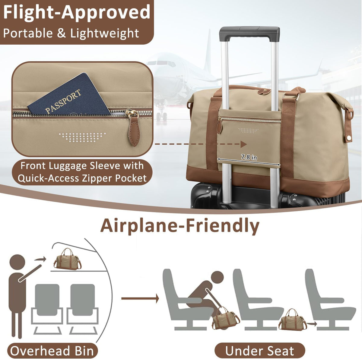 Travel Duffle Bag for Women, Weekender Bags, Hospital Bag for Labor Delivery, Lightweight Tote Duffel Overnight Bag with Luggage Sleeve, Airplane Travel Bags with Toiletry Bag,X-Large,Black