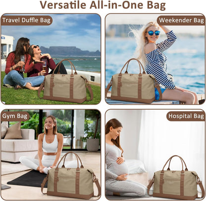 Travel Duffle Bag for Women, Weekender Bags, Hospital Bag for Labor Delivery, Lightweight Tote Duffel Overnight Bag with Luggage Sleeve, Airplane Travel Bags with Toiletry Bag,X-Large,Black