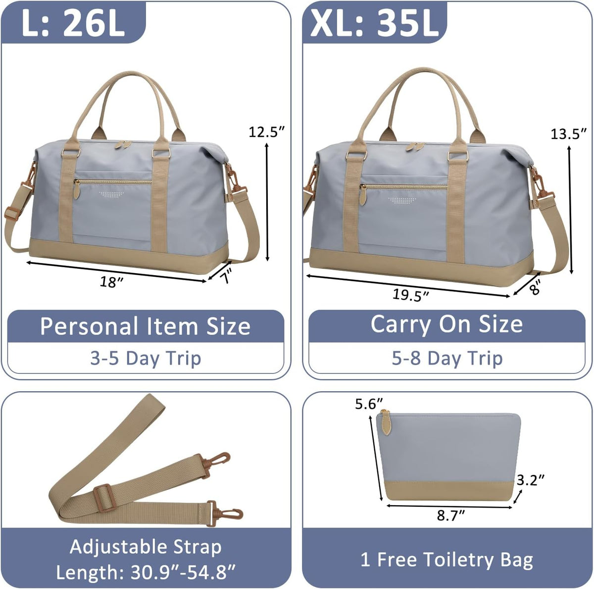 Travel Duffle Bag for Women, Weekender Bags, Hospital Bag for Labor Delivery, Lightweight Tote Duffel Overnight Bag with Luggage Sleeve, Airplane Travel Bags with Toiletry Bag,X-Large,Black