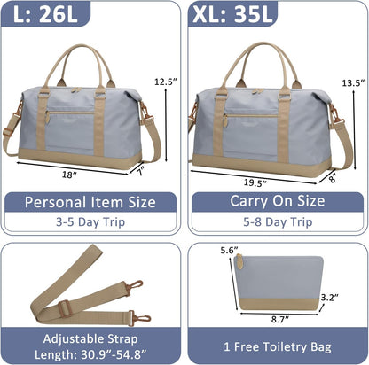 Travel Duffle Bag for Women, Weekender Bags, Hospital Bag for Labor Delivery, Lightweight Tote Duffel Overnight Bag with Luggage Sleeve, Airplane Travel Bags with Toiletry Bag,X-Large,Black