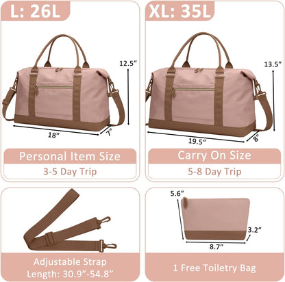 Travel Duffle Bag for Women, Weekender Bags, Hospital Bag for Labor Delivery, Lightweight Tote Duffel Overnight Bag with Luggage Sleeve, Airplane Travel Bags with Toiletry Bag,X-Large,Black