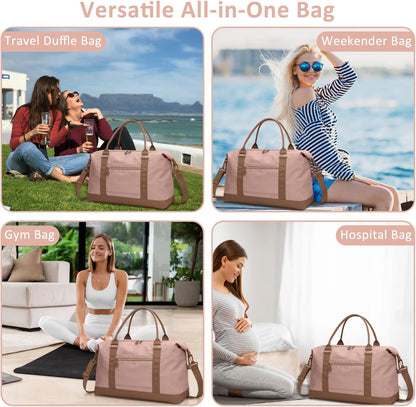 Travel Duffle Bag for Women, Weekender Bags, Hospital Bag for Labor Delivery, Lightweight Tote Duffel Overnight Bag with Luggage Sleeve, Airplane Travel Bags with Toiletry Bag,X-Large,Black