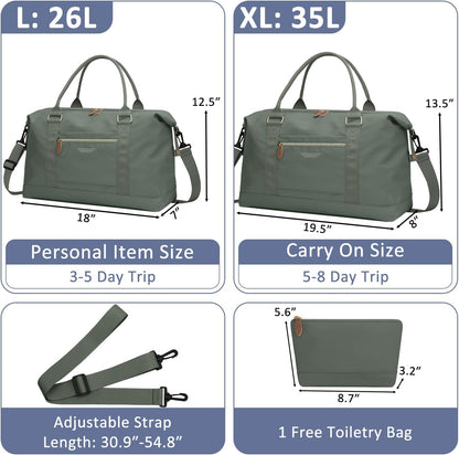 Travel Duffle Bag for Women, Weekender Bags, Hospital Bag for Labor Delivery, Lightweight Tote Duffel Overnight Bag with Luggage Sleeve, Airplane Travel Bags with Toiletry Bag,X-Large,Black
