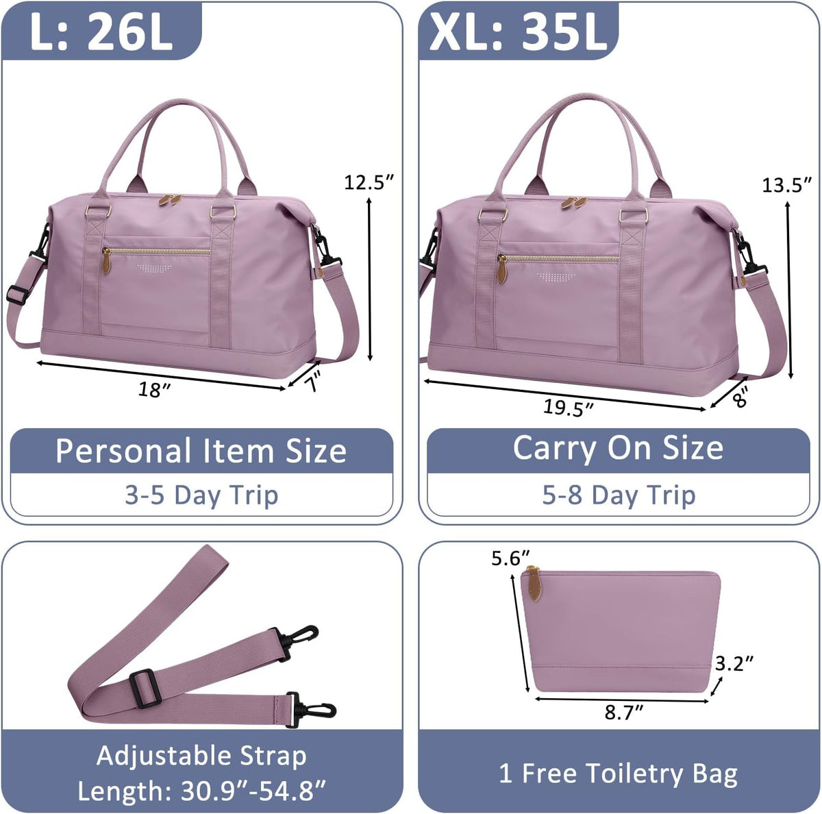 Travel Duffle Bag for Women, Weekender Bags, Hospital Bag for Labor Delivery, Lightweight Tote Duffel Overnight Bag with Luggage Sleeve, Airplane Travel Bags with Toiletry Bag,X-Large,Black