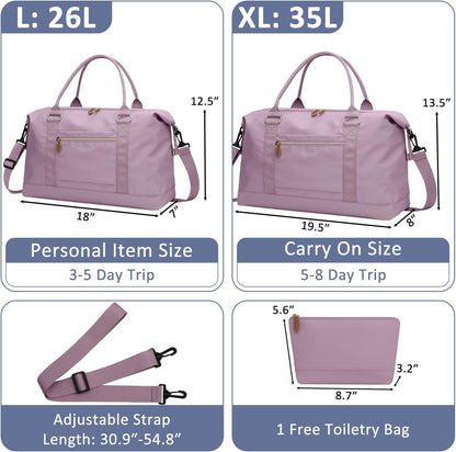 Travel Duffle Bag for Women, Weekender Bags, Hospital Bag for Labor Delivery, Lightweight Tote Duffel Overnight Bag with Luggage Sleeve, Airplane Travel Bags with Toiletry Bag,X-Large,Black