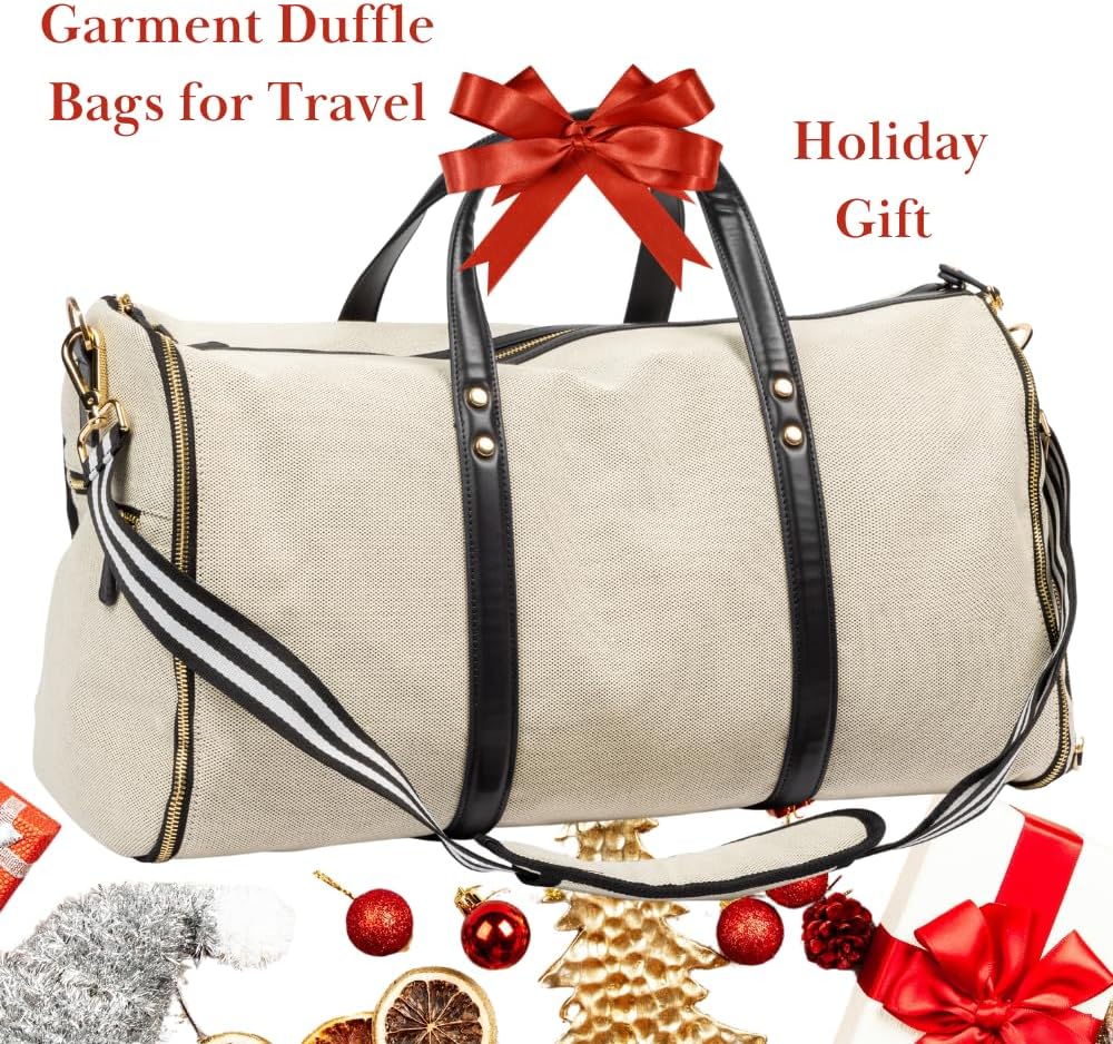 Carry On Bag for Women - Premium Convertible Garment Duffel for Travel, Great as a Garment Bag for Suits and Dresses, with Shoe Pocket and Cute Shoulder Strap