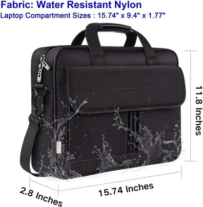 17 Inch Laptop Bag, Professional Business Briefcase for Men, Black | Carry On Padded Messenger Shoulder Bag with Strap, Premium Water Resistant Computer Carrying Case, for Office Work Travel