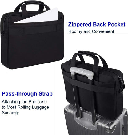 17 Inch Laptop Bag, Professional Business Briefcase for Men, Black | Carry On Padded Messenger Shoulder Bag with Strap, Premium Water Resistant Computer Carrying Case, for Office Work Travel