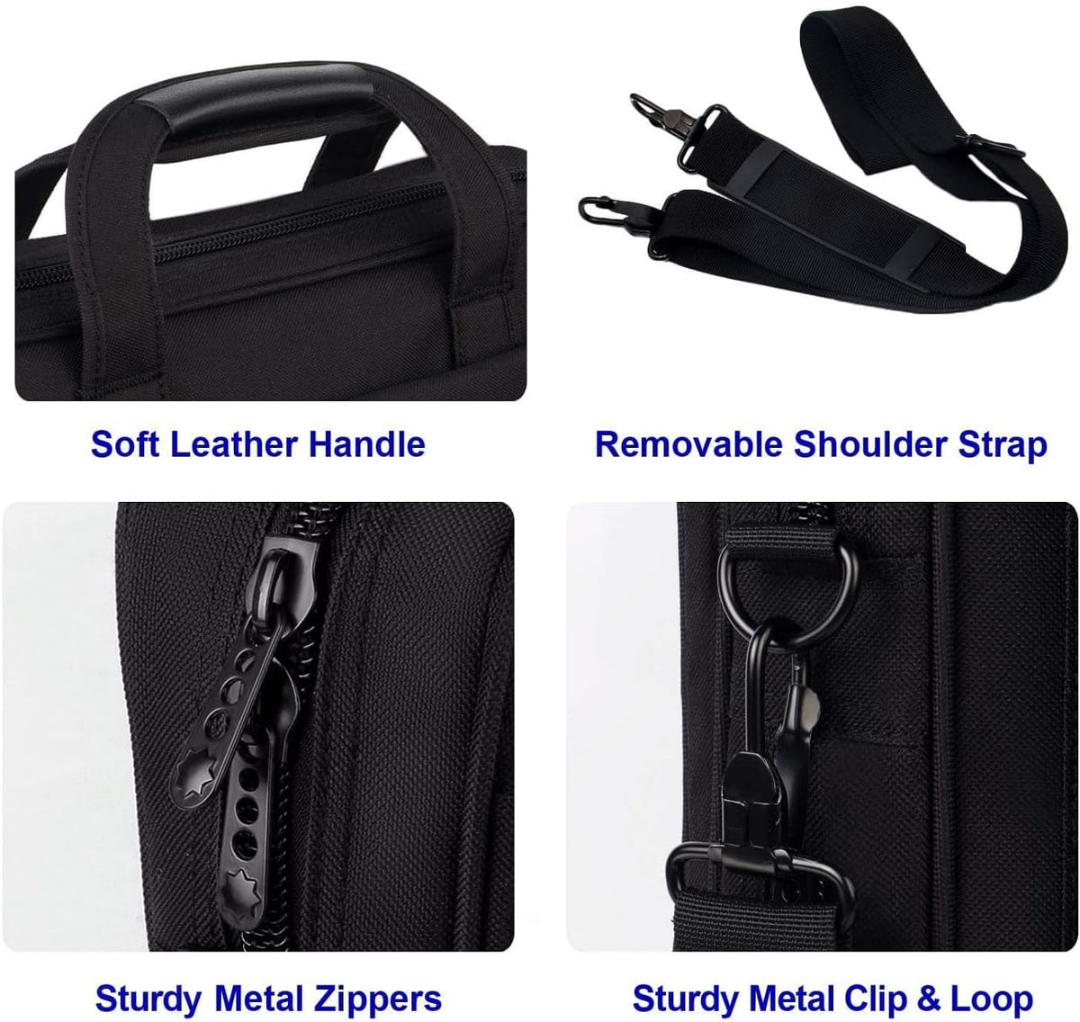 17 Inch Laptop Bag, Professional Business Briefcase for Men, Black | Carry On Padded Messenger Shoulder Bag with Strap, Premium Water Resistant Computer Carrying Case, for Office Work Travel