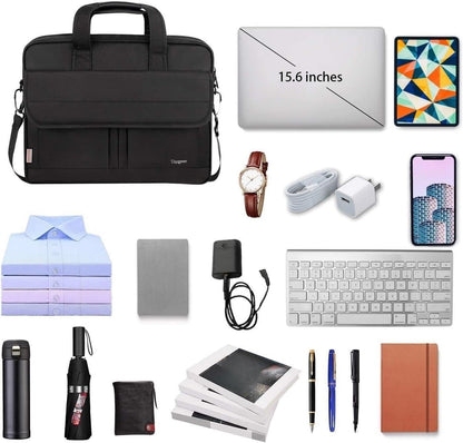 17 Inch Laptop Bag, Professional Business Briefcase for Men, Black | Carry On Padded Messenger Shoulder Bag with Strap, Premium Water Resistant Computer Carrying Case, for Office Work Travel