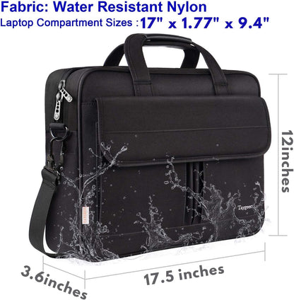 17 Inch Laptop Bag, Professional Business Briefcase for Men, Black | Carry On Padded Messenger Shoulder Bag with Strap, Premium Water Resistant Computer Carrying Case, for Office Work Travel