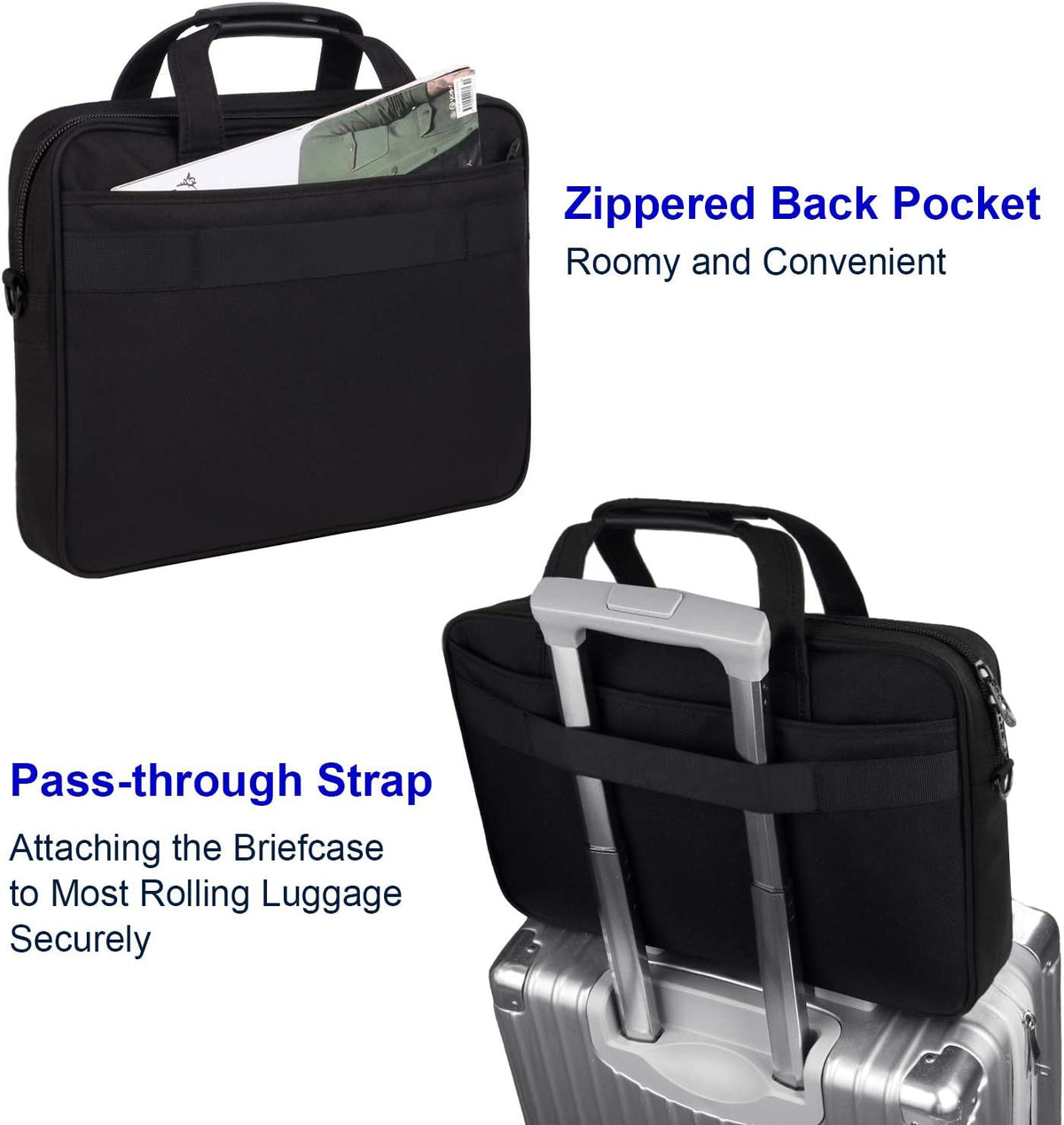 17 Inch Laptop Bag, Professional Business Briefcase for Men, Black | Carry On Padded Messenger Shoulder Bag with Strap, Premium Water Resistant Computer Carrying Case, for Office Work Travel