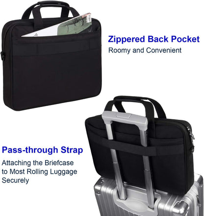 17 Inch Laptop Bag, Professional Business Briefcase for Men, Black | Carry On Padded Messenger Shoulder Bag with Strap, Premium Water Resistant Computer Carrying Case, for Office Work Travel