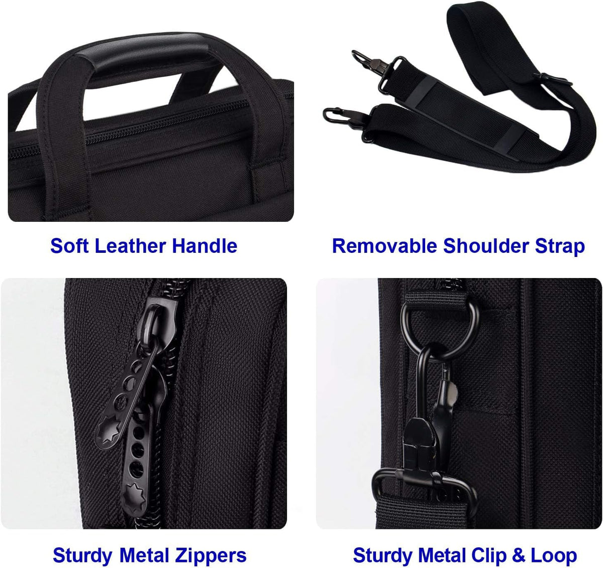 17 Inch Laptop Bag, Professional Business Briefcase for Men, Black | Carry On Padded Messenger Shoulder Bag with Strap, Premium Water Resistant Computer Carrying Case, for Office Work Travel