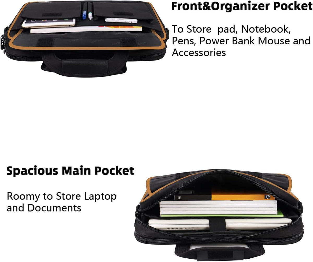 17 Inch Laptop Bag, Professional Business Briefcase for Men, Black | Carry On Padded Messenger Shoulder Bag with Strap, Premium Water Resistant Computer Carrying Case, for Office Work Travel