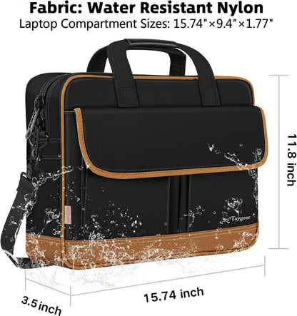 17 Inch Laptop Bag, Professional Business Briefcase for Men, Black | Carry On Padded Messenger Shoulder Bag with Strap, Premium Water Resistant Computer Carrying Case, for Office Work Travel
