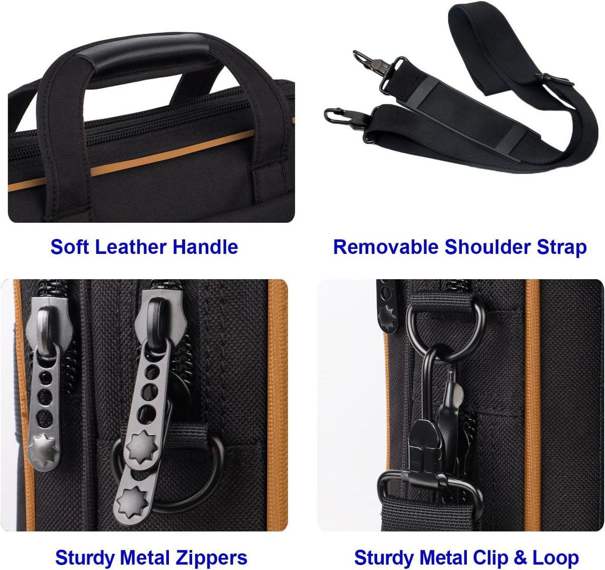 17 Inch Laptop Bag, Professional Business Briefcase for Men, Black | Carry On Padded Messenger Shoulder Bag with Strap, Premium Water Resistant Computer Carrying Case, for Office Work Travel