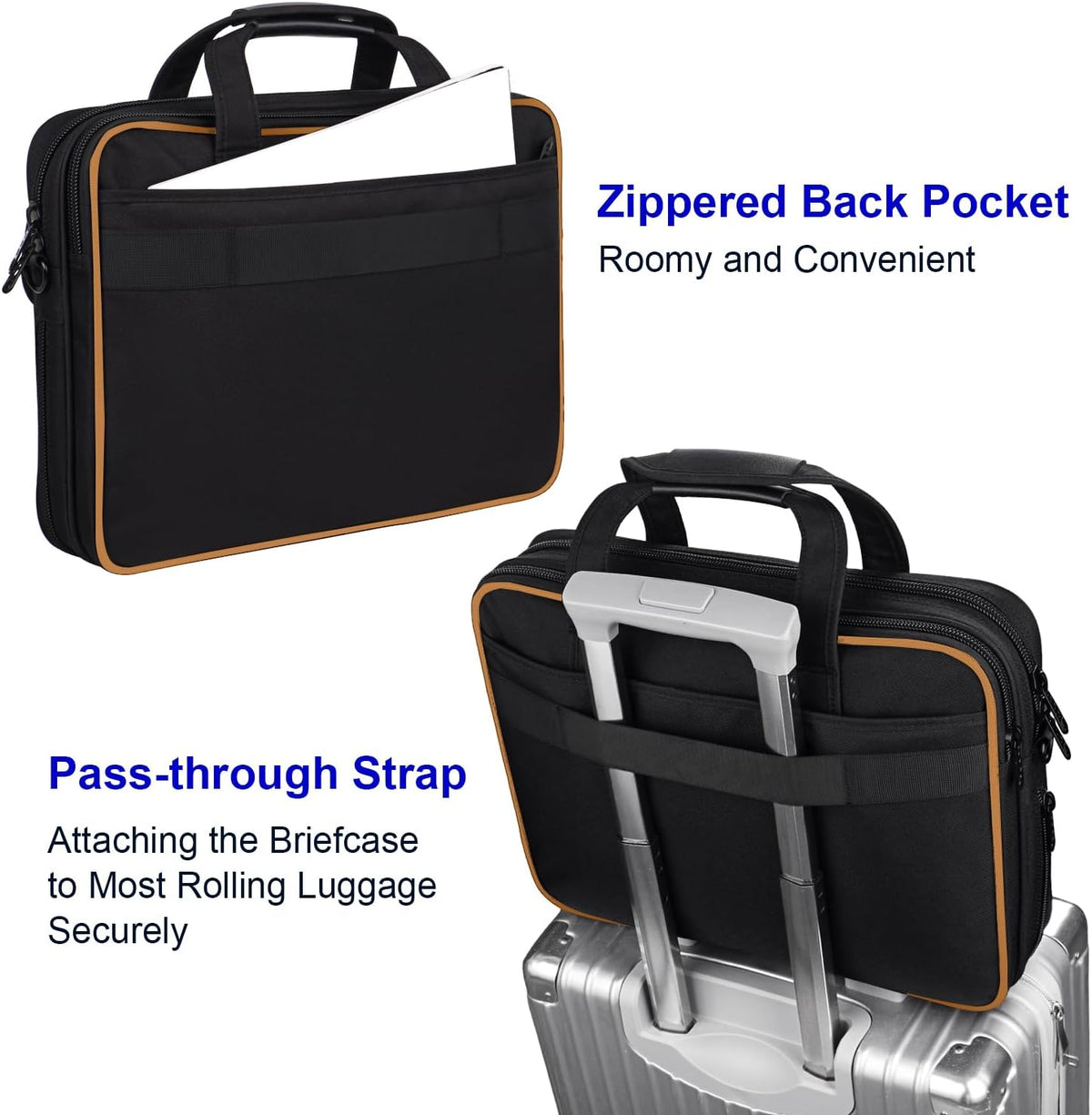 17 Inch Laptop Bag, Professional Business Briefcase for Men, Black | Carry On Padded Messenger Shoulder Bag with Strap, Premium Water Resistant Computer Carrying Case, for Office Work Travel