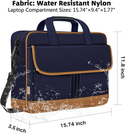 17 Inch Laptop Bag, Professional Business Briefcase for Men, Black | Carry On Padded Messenger Shoulder Bag with Strap, Premium Water Resistant Computer Carrying Case, for Office Work Travel