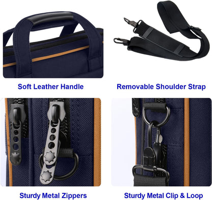 17 Inch Laptop Bag, Professional Business Briefcase for Men, Black | Carry On Padded Messenger Shoulder Bag with Strap, Premium Water Resistant Computer Carrying Case, for Office Work Travel