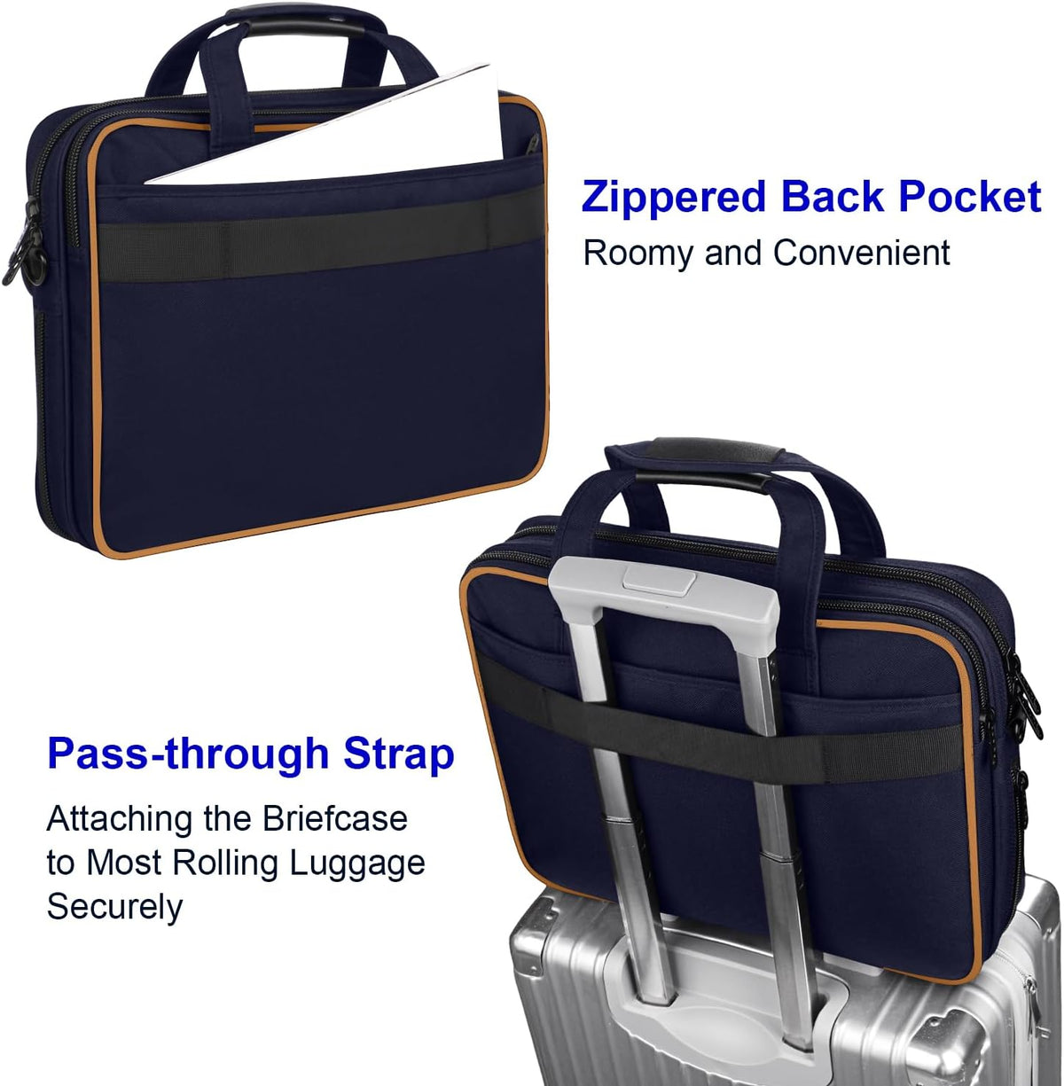 17 Inch Laptop Bag, Professional Business Briefcase for Men, Black | Carry On Padded Messenger Shoulder Bag with Strap, Premium Water Resistant Computer Carrying Case, for Office Work Travel