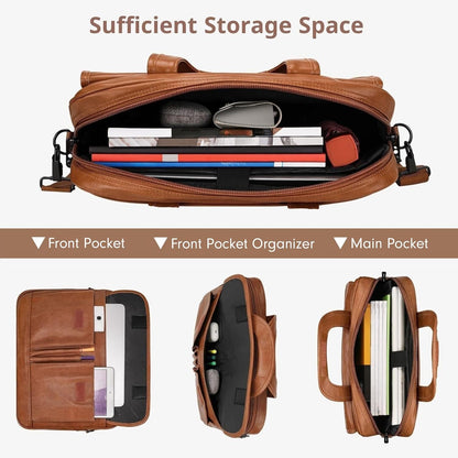 17 Inch Laptop Bag, Professional Business Briefcase for Men, Black | Carry On Padded Messenger Shoulder Bag with Strap, Premium Water Resistant Computer Carrying Case, for Office Work Travel