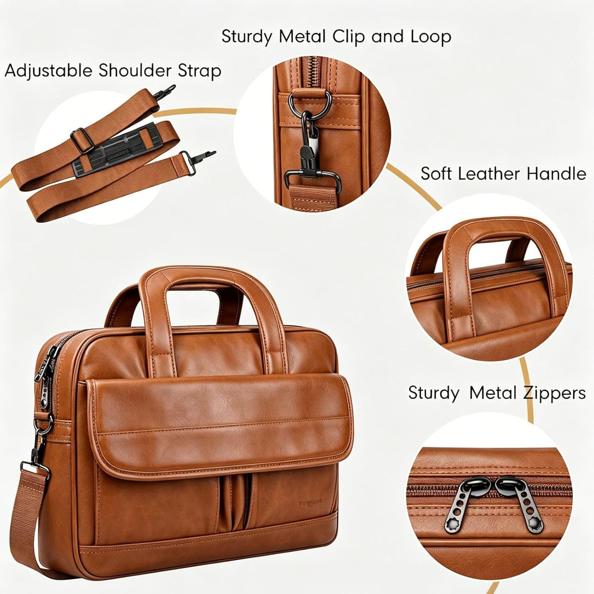 17 Inch Laptop Bag, Professional Business Briefcase for Men, Black | Carry On Padded Messenger Shoulder Bag with Strap, Premium Water Resistant Computer Carrying Case, for Office Work Travel