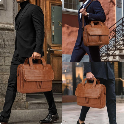 17 Inch Laptop Bag, Professional Business Briefcase for Men, Black | Carry On Padded Messenger Shoulder Bag with Strap, Premium Water Resistant Computer Carrying Case, for Office Work Travel