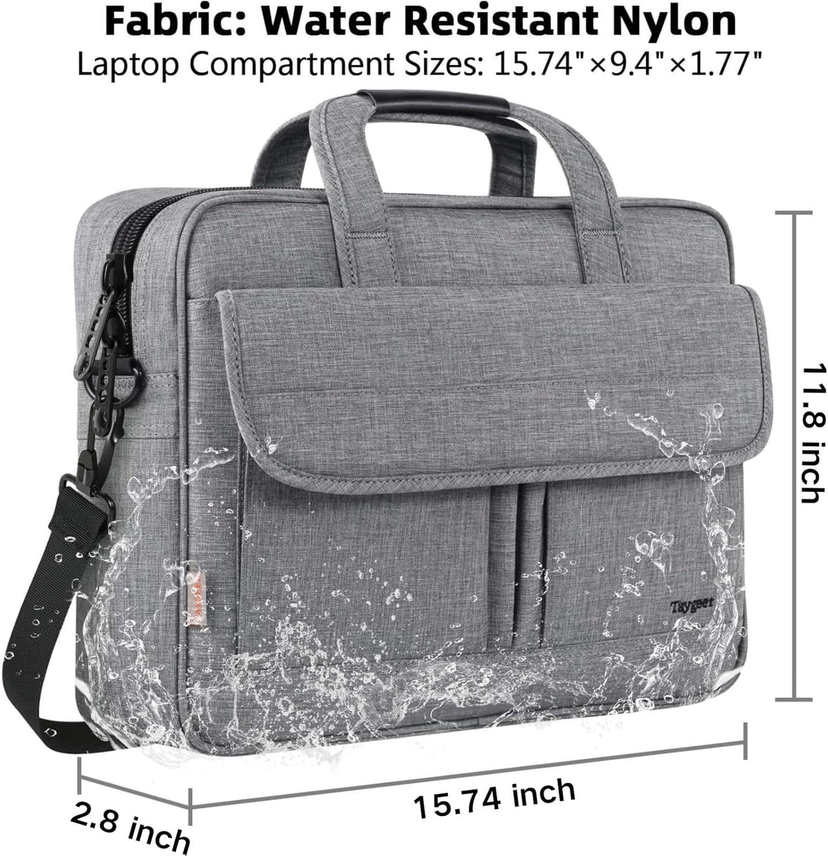 17 Inch Laptop Bag, Professional Business Briefcase for Men, Black | Carry On Padded Messenger Shoulder Bag with Strap, Premium Water Resistant Computer Carrying Case, for Office Work Travel