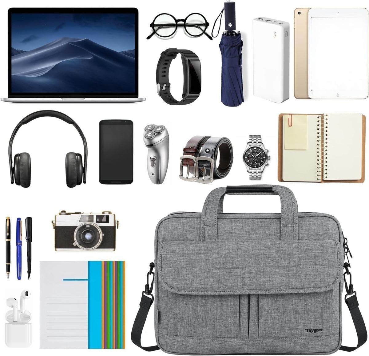 17 Inch Laptop Bag, Professional Business Briefcase for Men, Black | Carry On Padded Messenger Shoulder Bag with Strap, Premium Water Resistant Computer Carrying Case, for Office Work Travel