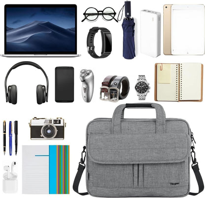 17 Inch Laptop Bag, Professional Business Briefcase for Men, Black | Carry On Padded Messenger Shoulder Bag with Strap, Premium Water Resistant Computer Carrying Case, for Office Work Travel