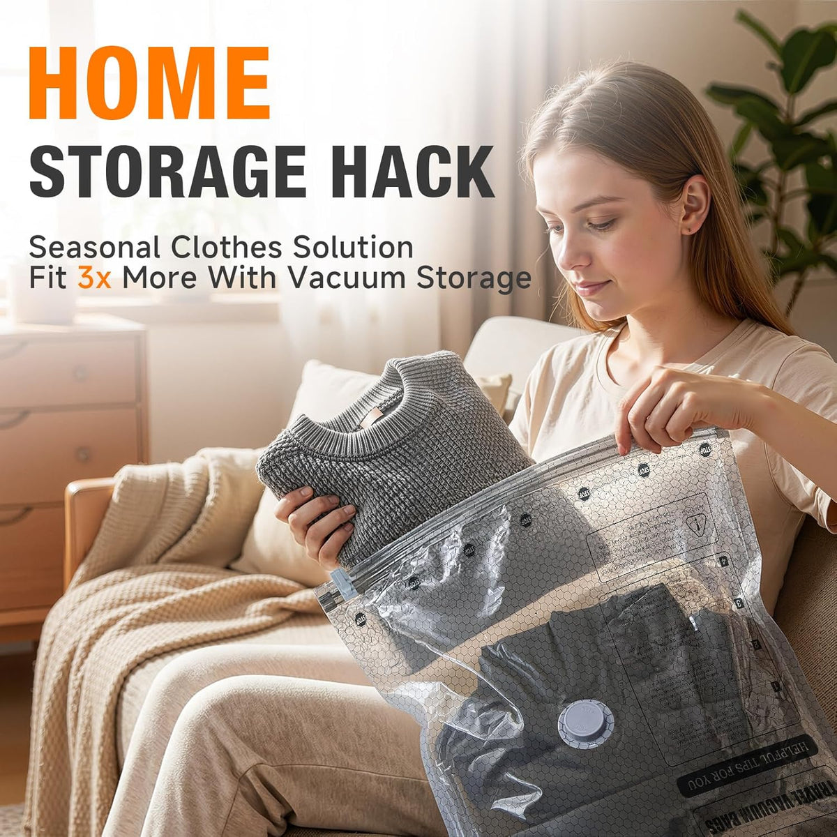 Space Saver Vacuum Storage Bags with Portable Electric Pump, Vacuum Seal Bags for Clothing Travel, Compression Bags for Travel & Home, Clothes, Blankets, Seasonal Storage, 9 Combo (3L/3M/3S)