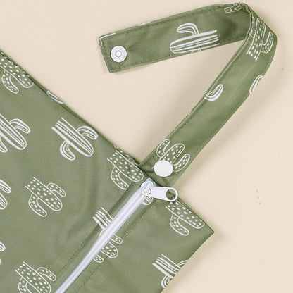 2pcs Wet/Dry BagWaterproof Bag Set for baby | Towels,Diaper,Swim ,Beach,Gym,Wet Clothes,Wet Swimsuit Bag,10.2x14.4 inches(Cactus)
