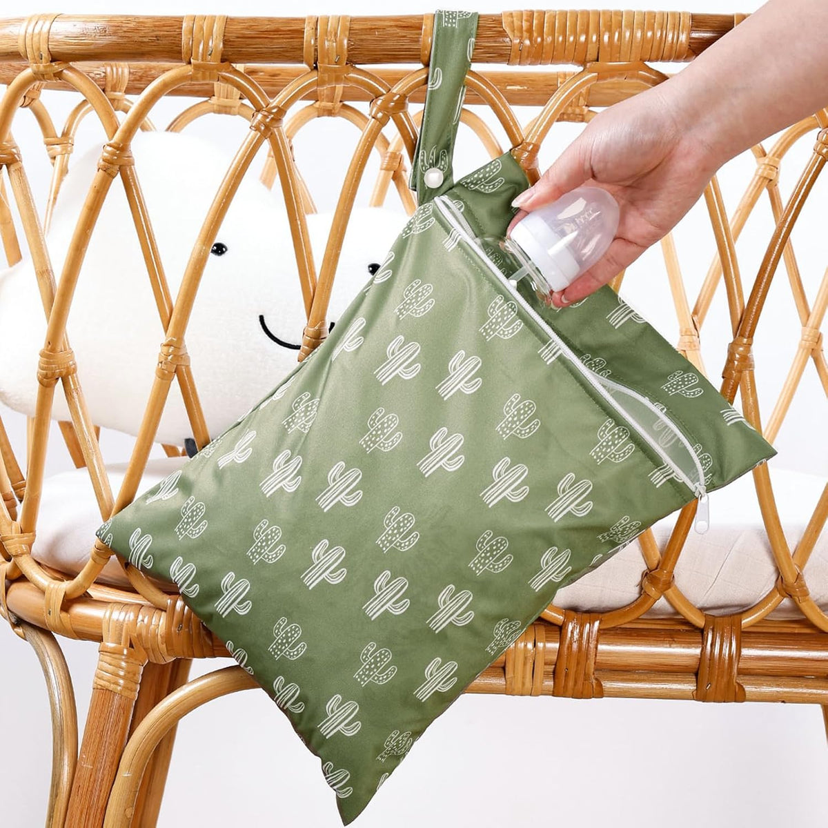 2pcs Wet/Dry BagWaterproof Bag Set for baby | Towels,Diaper,Swim ,Beach,Gym,Wet Clothes,Wet Swimsuit Bag,10.2x14.4 inches(Cactus)