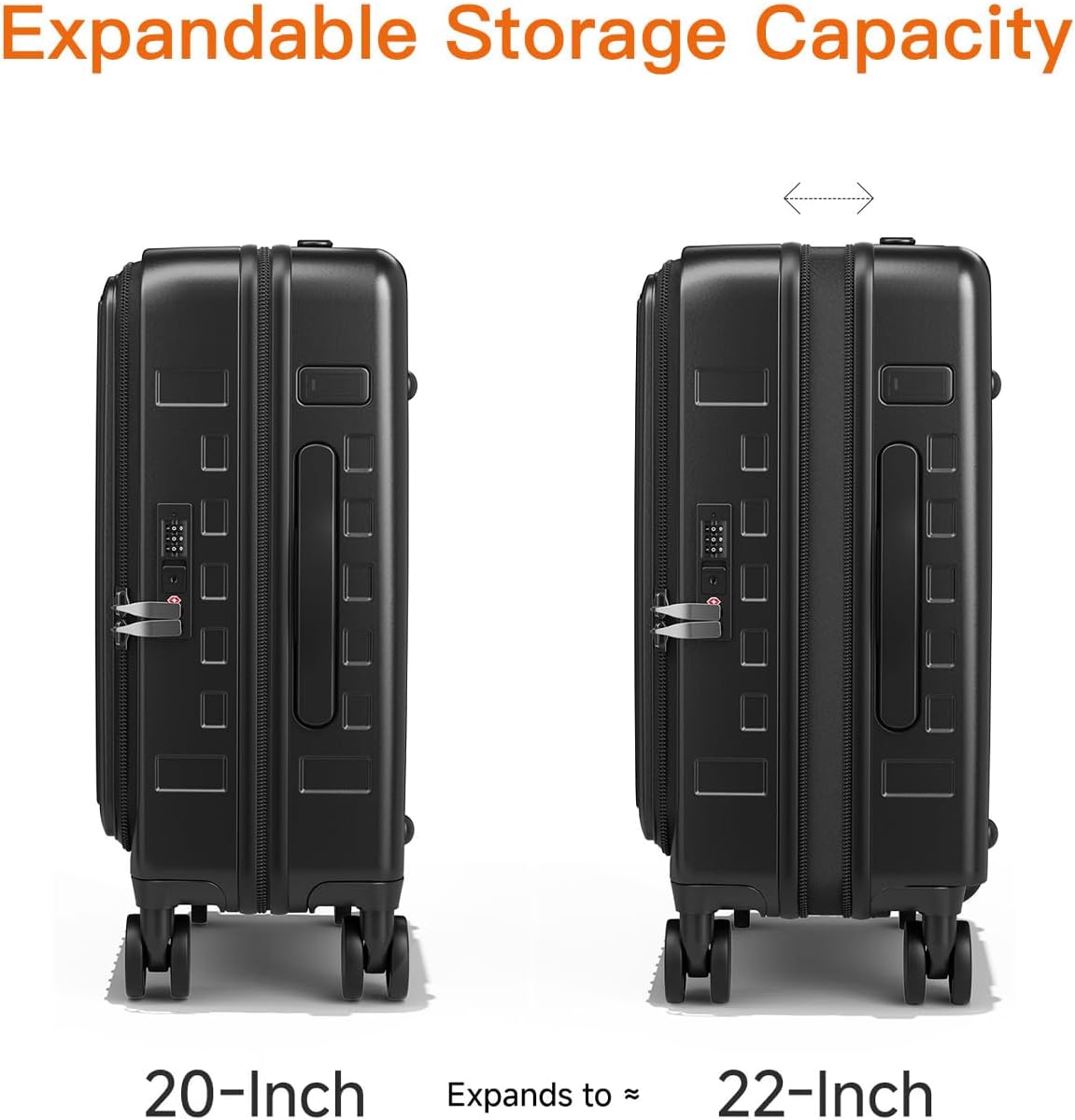 Expandable Lightweight PC Hard Shell Suitcase, 20-inch Carry On Luggage with TSA Lock, 360 Silent Spinner Wheels, Top Opening & Cup Holder - Ideal for Business Travel Suitcase (Ivory)