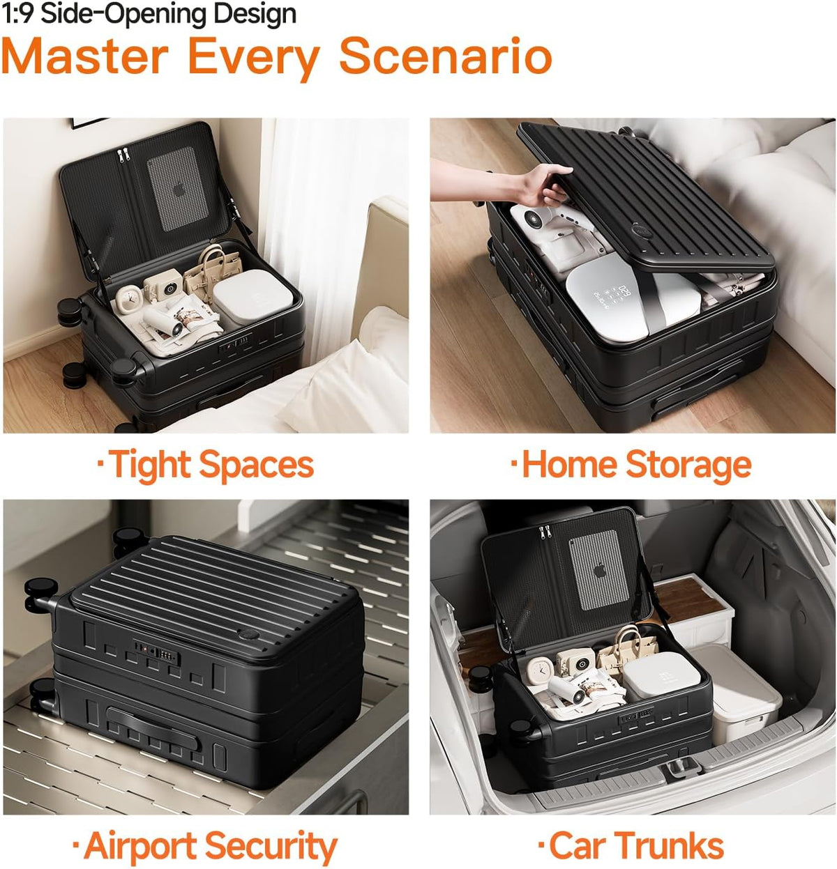 Expandable Lightweight PC Hard Shell Suitcase, 20-inch Carry On Luggage with TSA Lock, 360 Silent Spinner Wheels, Top Opening & Cup Holder - Ideal for Business Travel Suitcase (Ivory)