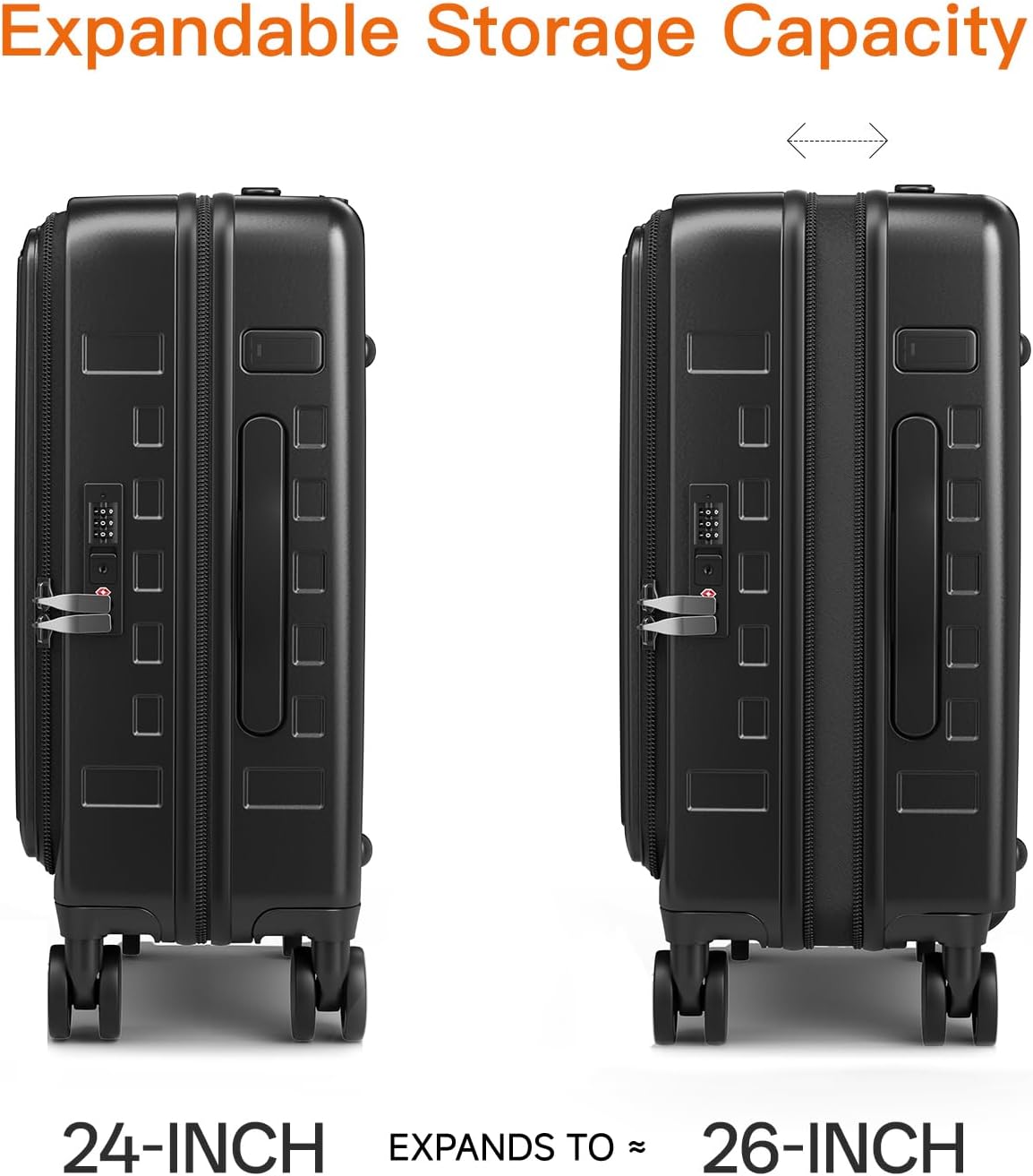 Expandable Lightweight PC Hard Shell Suitcase, 20-inch Carry On Luggage with TSA Lock, 360 Silent Spinner Wheels, Top Opening & Cup Holder - Ideal for Business Travel Suitcase (Ivory)