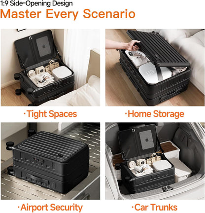Expandable Lightweight PC Hard Shell Suitcase, 20-inch Carry On Luggage with TSA Lock, 360 Silent Spinner Wheels, Top Opening & Cup Holder - Ideal for Business Travel Suitcase (Ivory)