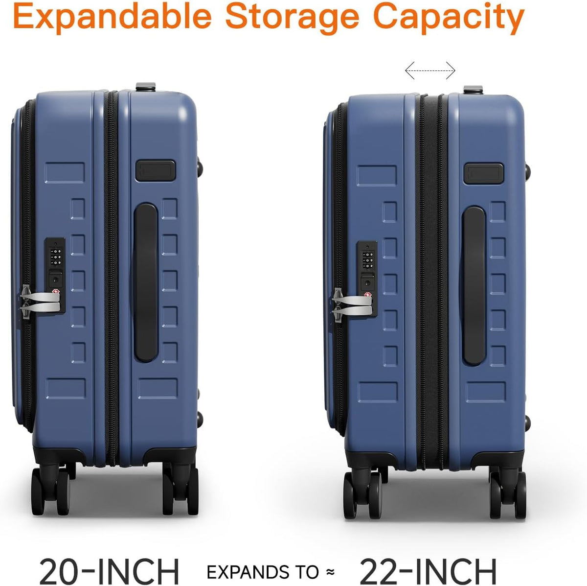 Expandable Lightweight PC Hard Shell Suitcase, 20-inch Carry On Luggage with TSA Lock, 360 Silent Spinner Wheels, Top Opening & Cup Holder - Ideal for Business Travel Suitcase (Ivory)